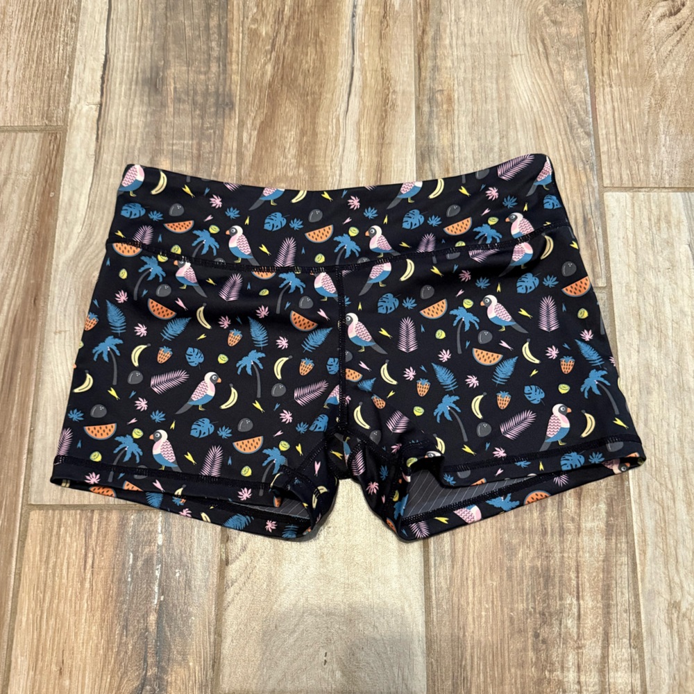 IAB MFG Booty Athletic Shorts, Size Large / 10, Tropical Tucan Print